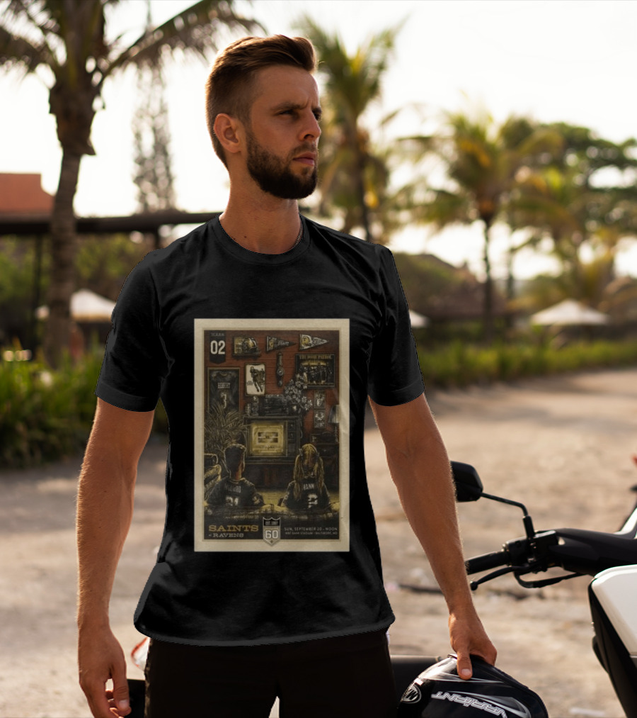Saints Vs Ravens Week 2 Game Day September 20 2026 Retro Art Baltimore Stadium T-Shirt