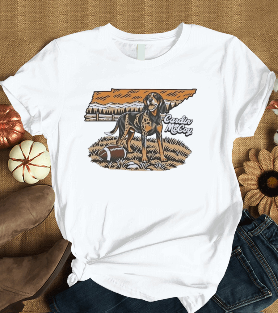 Cardin McCoy Tennessee Bluetick Coonhound Football Landscape T-Shirt