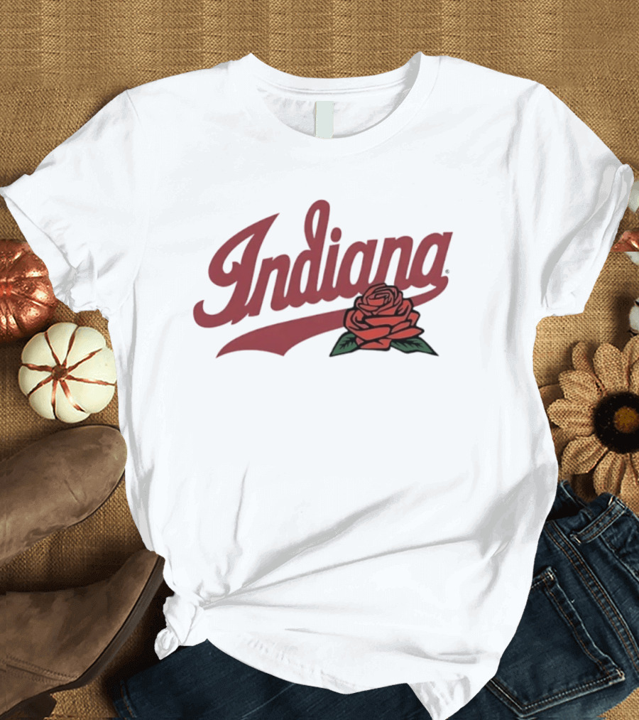 Indiana Rose University College Hoosiers Vintage Floral Script T-Shirt