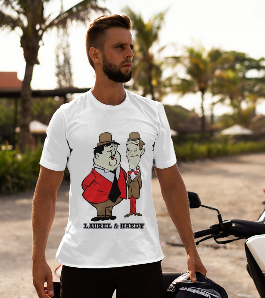 Laurel And Hardy Cartoon Style Classic Comedy T-Shirt