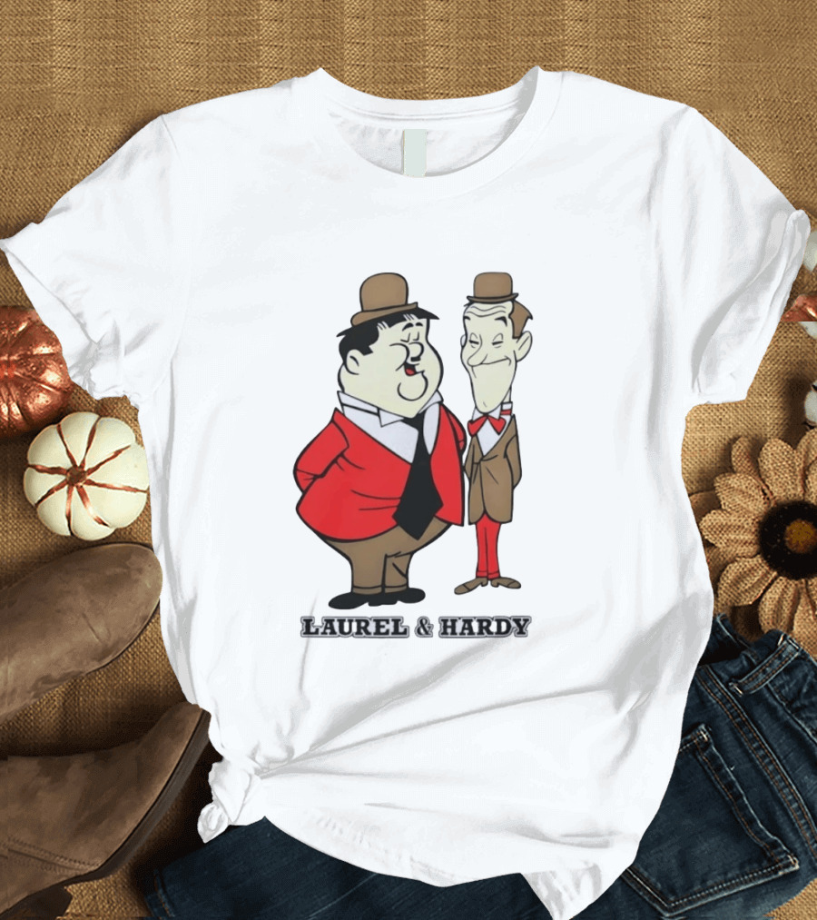 Laurel And Hardy Cartoon Style Classic Comedy T-Shirt