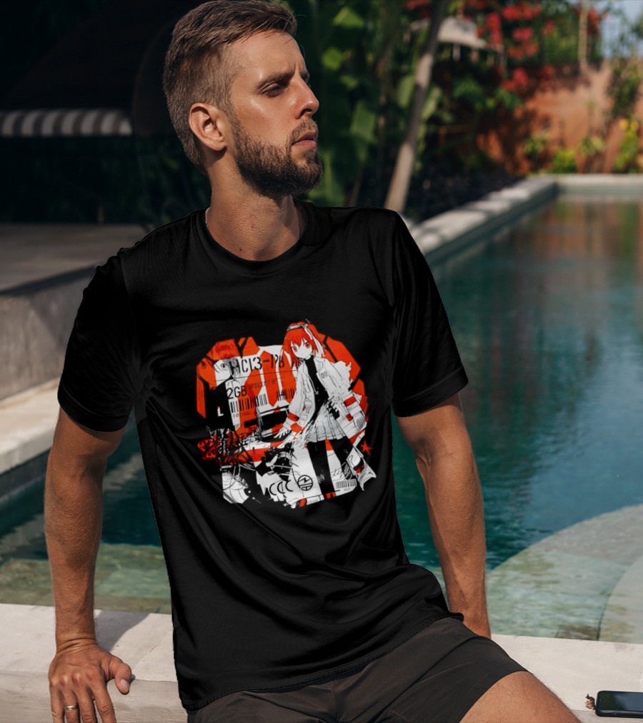 Anime Girl Broadcast Ret Cyberpunk Aesthetic Red Neon T-Shirt