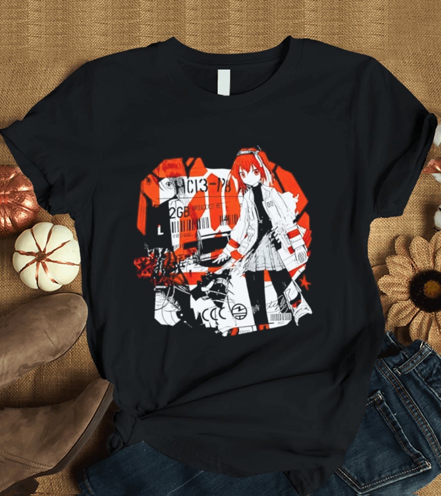 Anime Girl Broadcast Ret Cyberpunk Aesthetic Red Neon T-Shirt