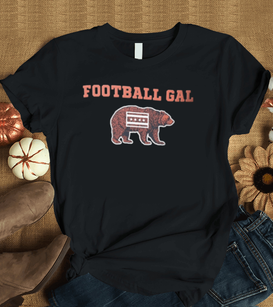 Chicago Bears Football Gal Brown Bear With Chicago Flag T-Shirt