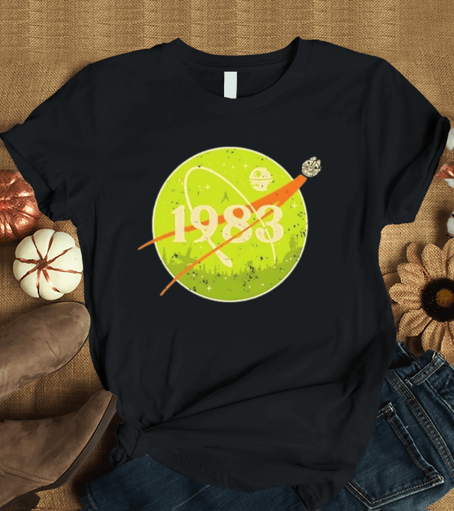 1983 Star Wars Endor Mission Distressed NASA Style Spaceship Moon T-Shirt