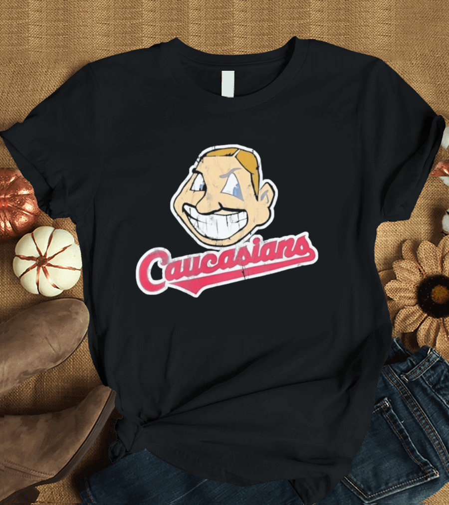 Caucasians Distressed Satire Grinning T-Shirt