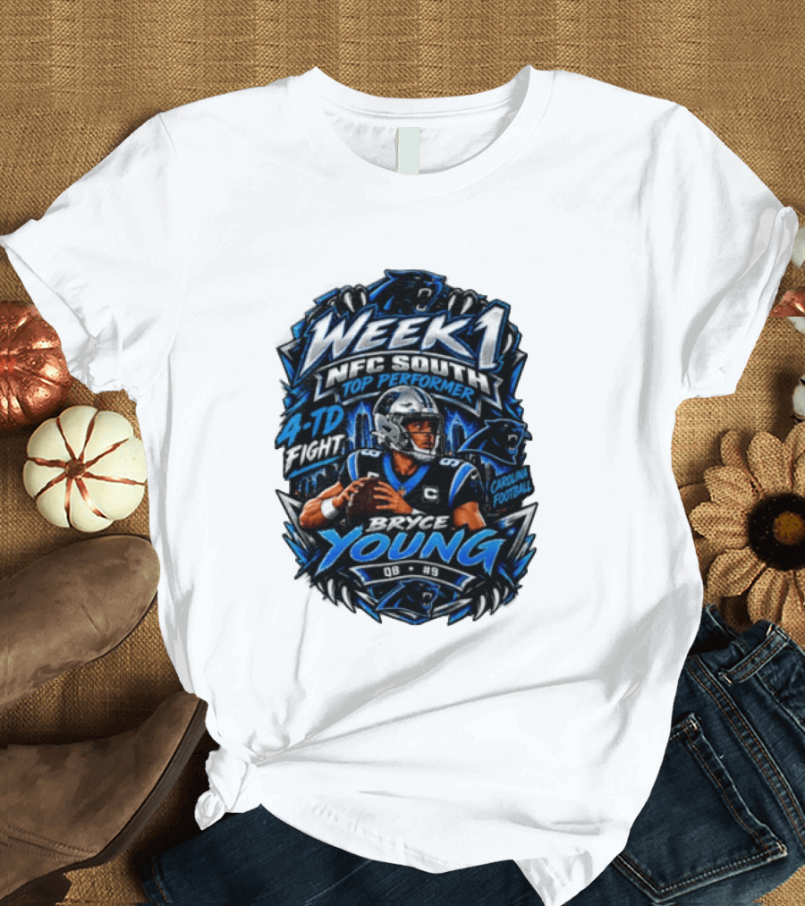 Week 1 NFC South Top Performer Bryce Young 4 TD Fight Carolina Football T-Shirt