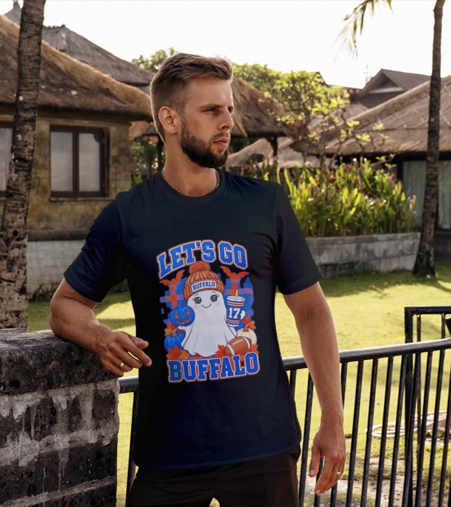 Let's Go Buffalo Ghost 17 Halloween Football Pumpkin Leaves T-Shirt
