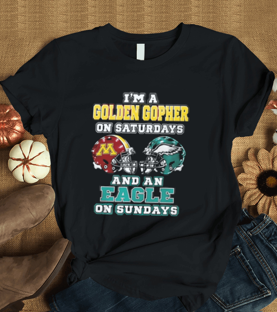 Golden Gopher On Saturdays Eagle On Sundays Helmets T-Shirt