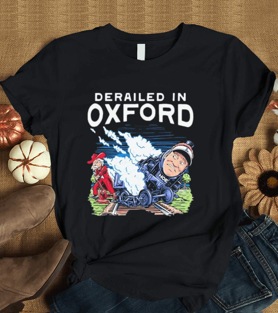 Derailed In Oxford Old Row Ole Miss Lane Kiffin Train T-Shirt