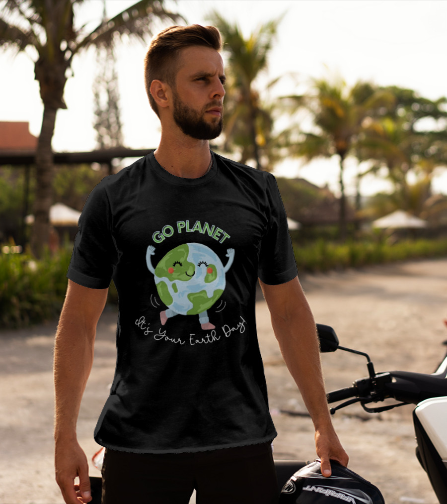 Go Planet It's Your Earth Day Teacher Cartoon Earth Celebration T-Shirt