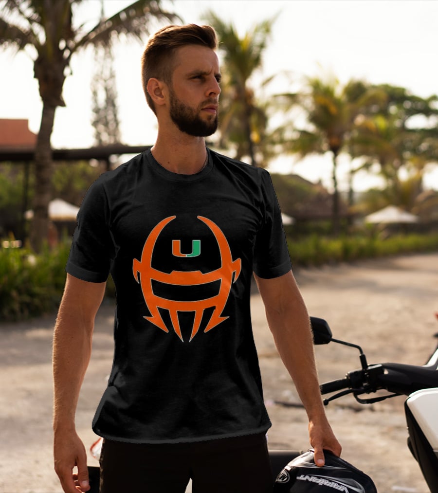 Miami Hurricanes Football Helmet Shape NCAA U T-Shirt