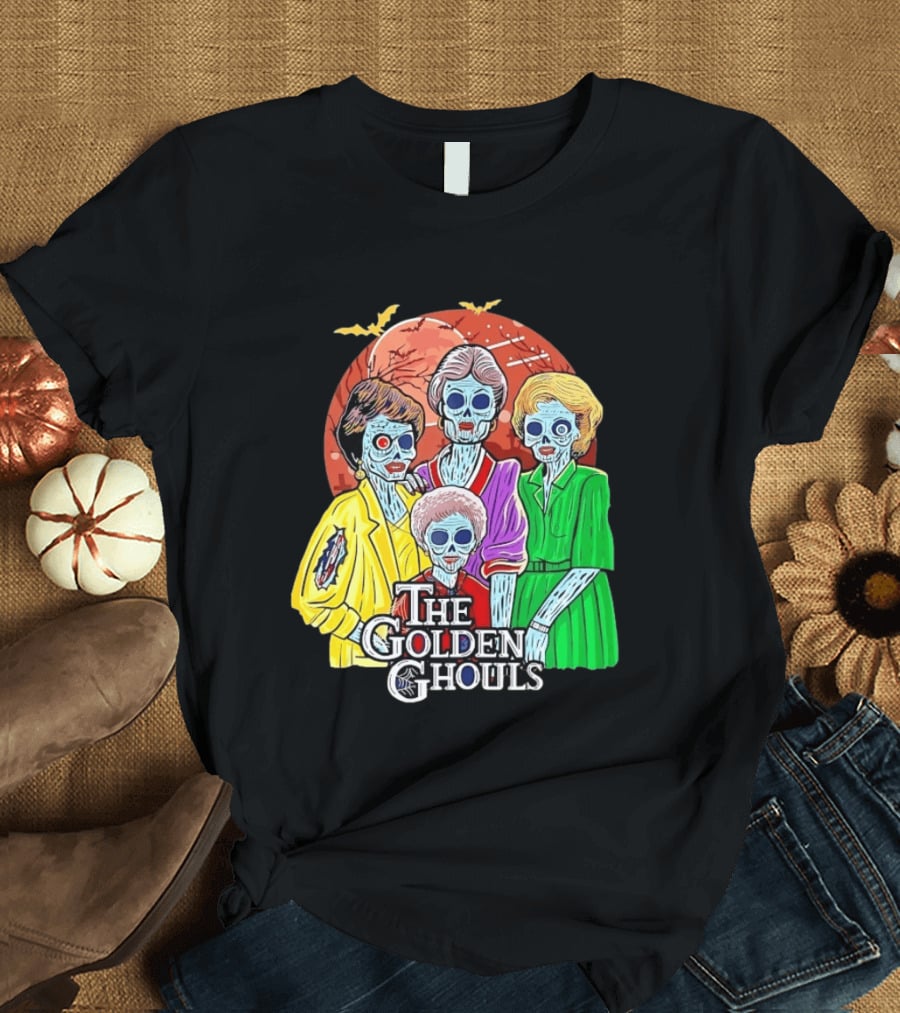 Halloween Zombie The Golden Ghouls Bat Moon T-Shirt