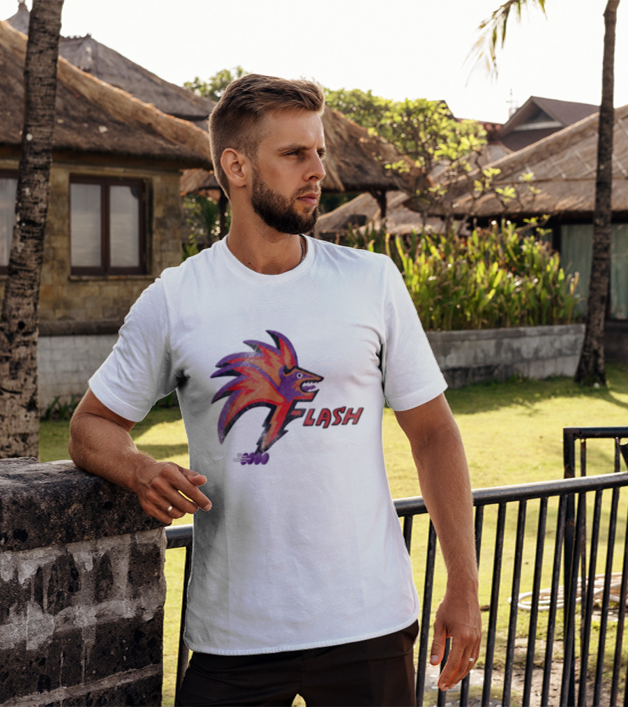 1993 Las Vegas Flash Purple And Orange Retro Wolf T-Shirt