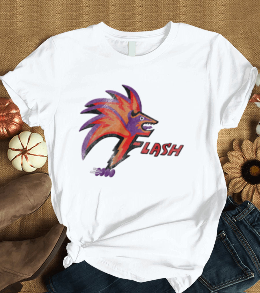 1993 Las Vegas Flash Purple And Orange Retro Wolf T-Shirt