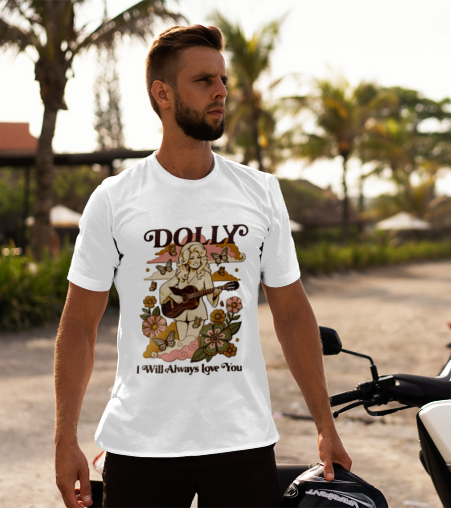 Dolly Parton I Will Always Love You Butterflies Flowers Guitar T-Shirt