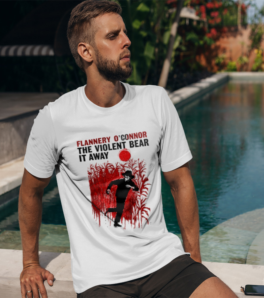 Flannery O'Connor The Violent Bear It Away Red Silhouette In Cornfield T-Shirt
