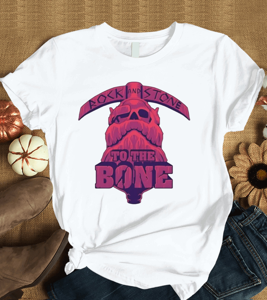 Rock And Stone To The Bone Dwarf Skull Gaming Deep Rock Galactic T-Shirt