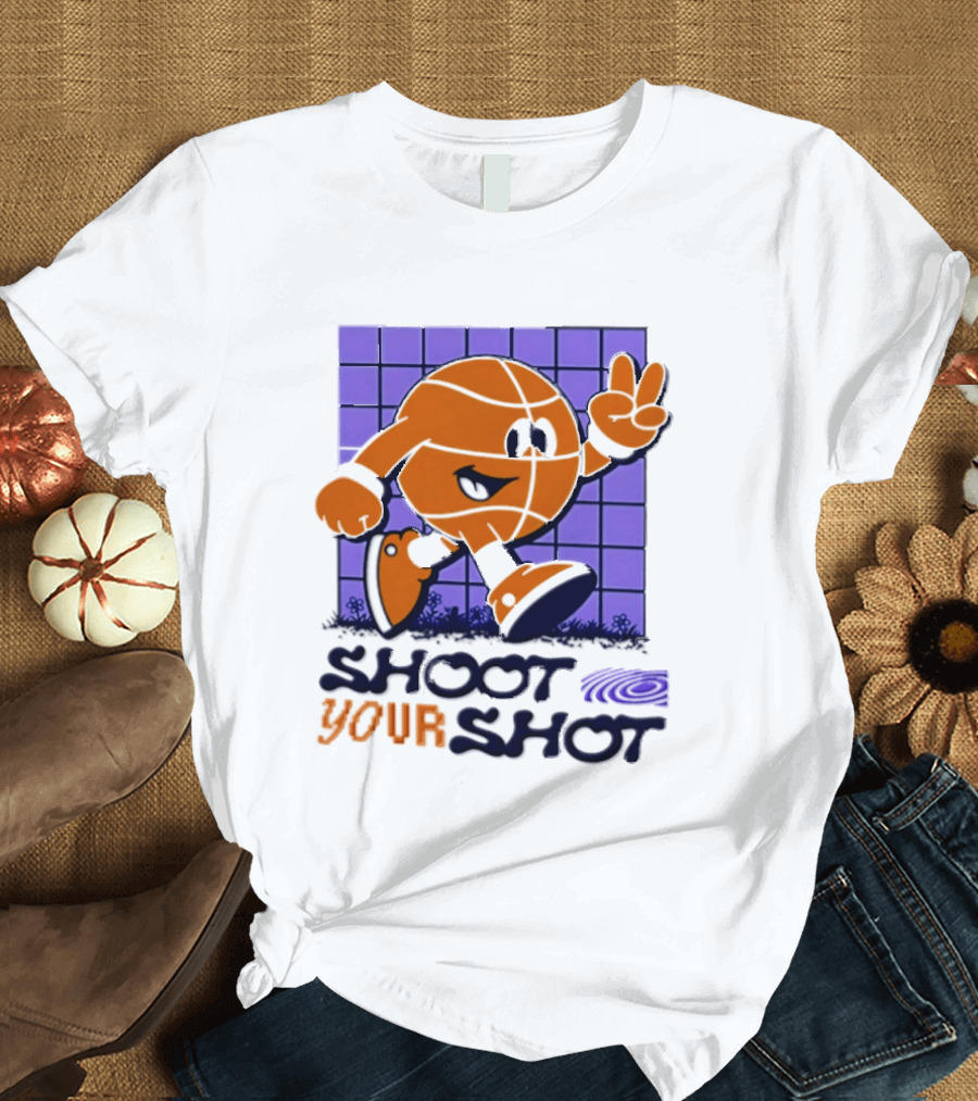 Shoot Your Shot Retro Basketball Character Peace Sign T-Shirt