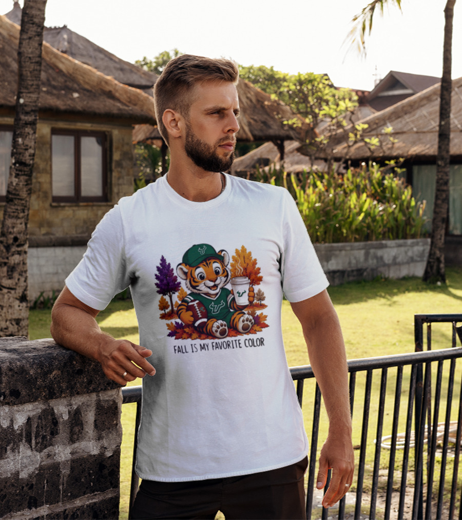 South Florida Bulls Fall Is My Favorite Color Football Tiger Cozy Autumn Vibes T-Shirt
