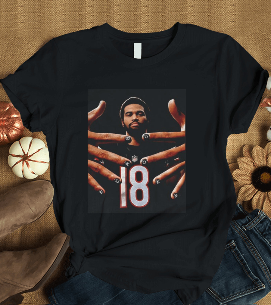 Sure, Here's A Revised Title: Caleb Williams Bear Down Black 18 Football Nails T-Shirt