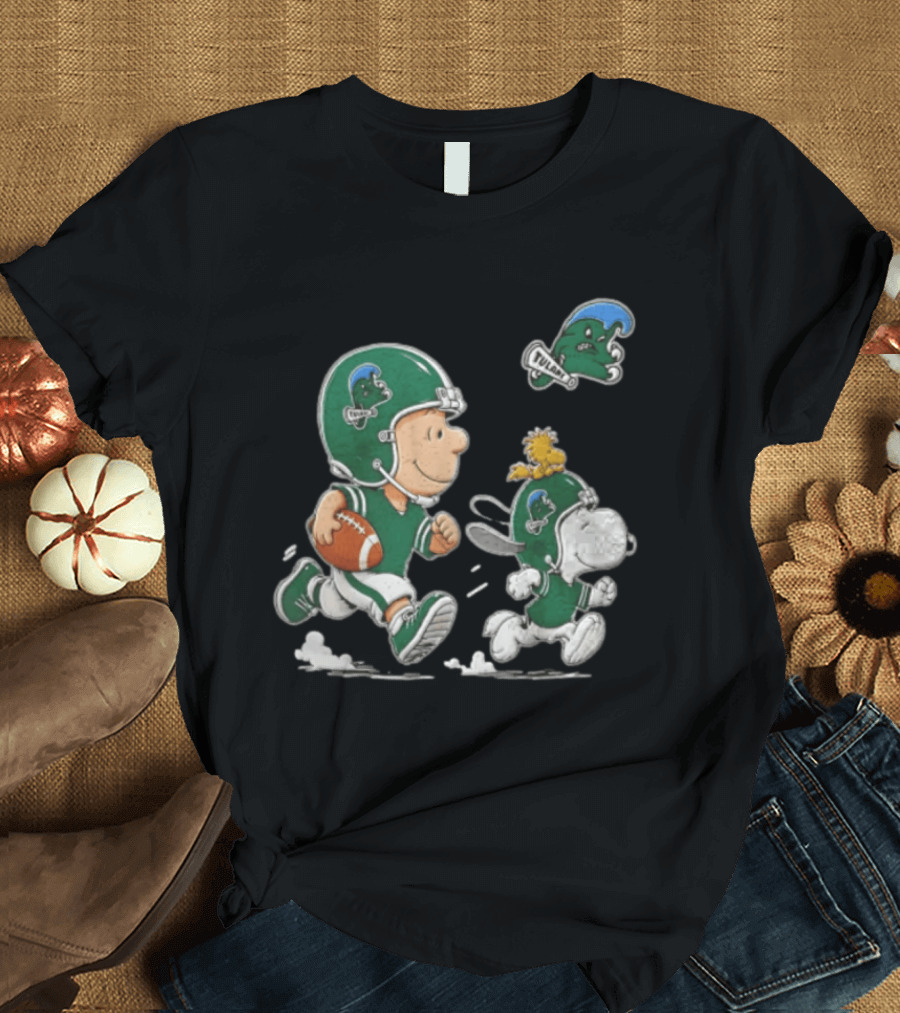 Charlie Brown Woodstock Snoopy Tulane Green Wave Football Helmets T-Shirt