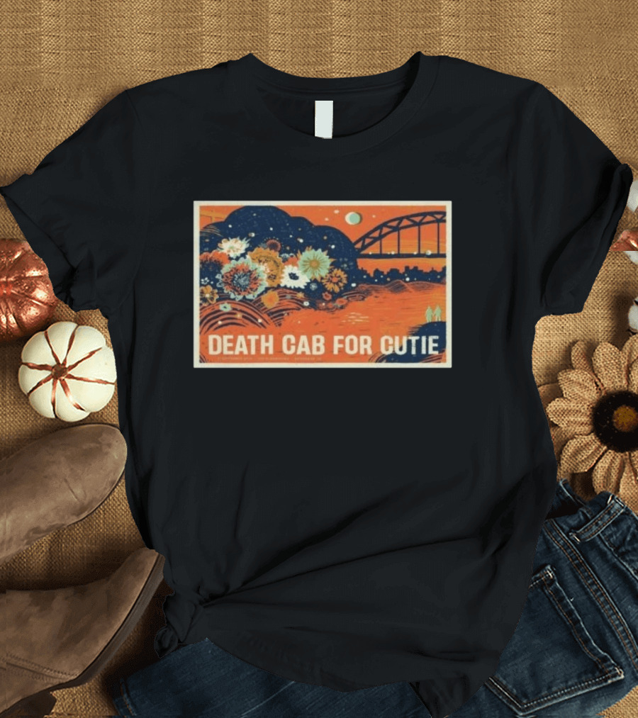 Death Cab For Cutie Gateshead UK 2026 Flowers And Bridge Art Print T-Shirt