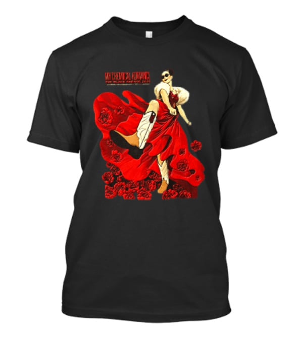 My Chemical Romance The Black Parade Tour 2025 Woman Red Dress Cowboy Boots Flowers T-Shirt