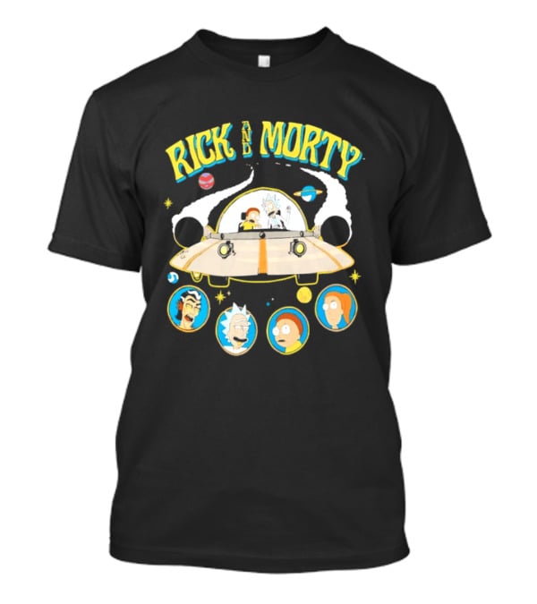 Rick And Morty Space Adventure UFO Characters Planets Adult Swim T-Shirt