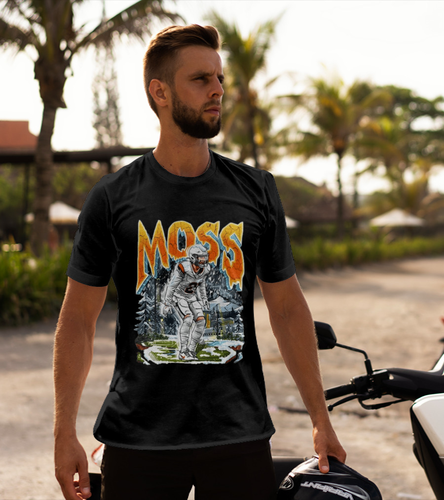 Moss Broncos Country Football Comic Style Winter Sports Scene T-Shirt