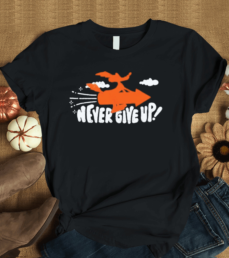 Never Give Up Rocket Distressed Vintage Motivational T-Shirt
