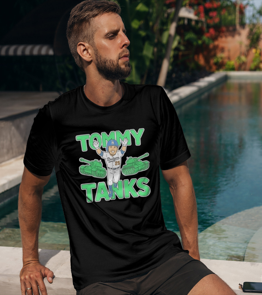 Tommy Tanks Los Angeles Dodgers 25 MLB Baseball Player In Uniform With Green Tanks T-Shirt