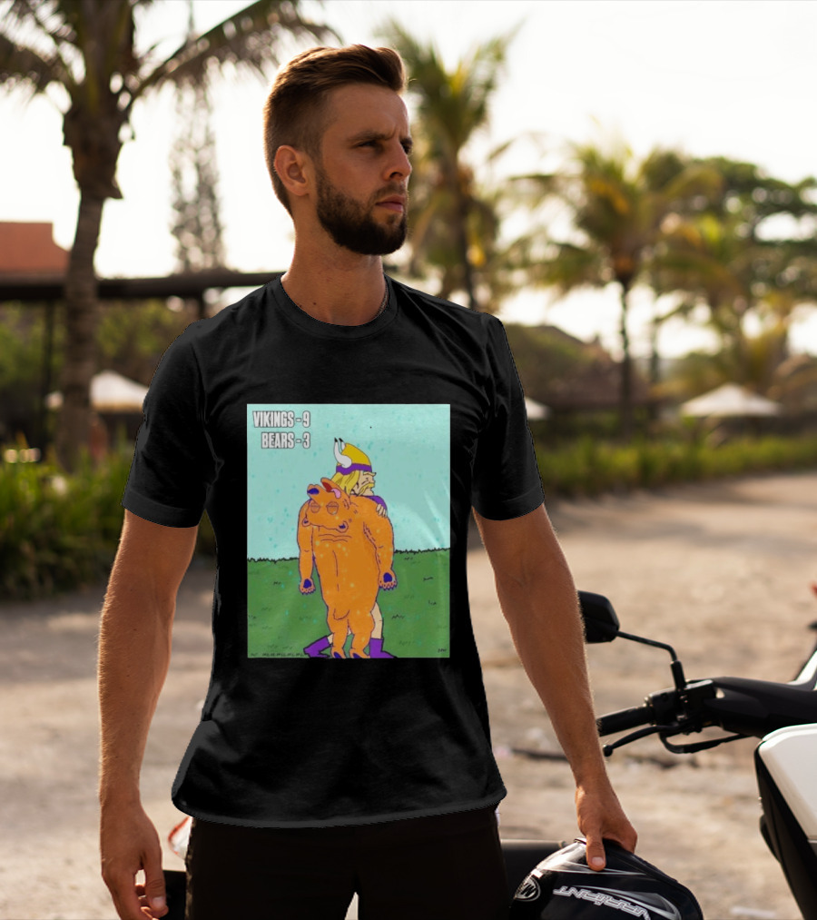 Vikings 9 Bears 3 Cartoon Sports Rivalry Image T-Shirt