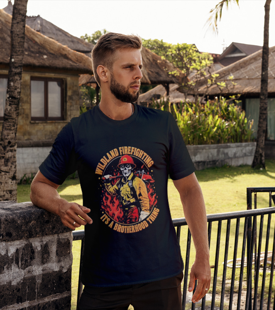 Wildland Firefighting Brotherhood Flames And Tools T-Shirt