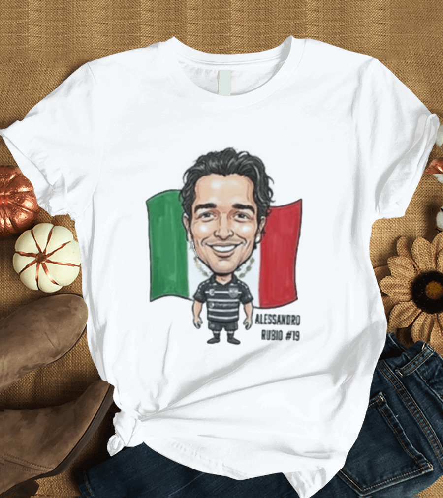 Alessandro Rubio No 19 Caricature Mexico Flag Football Jersey T-Shirt
