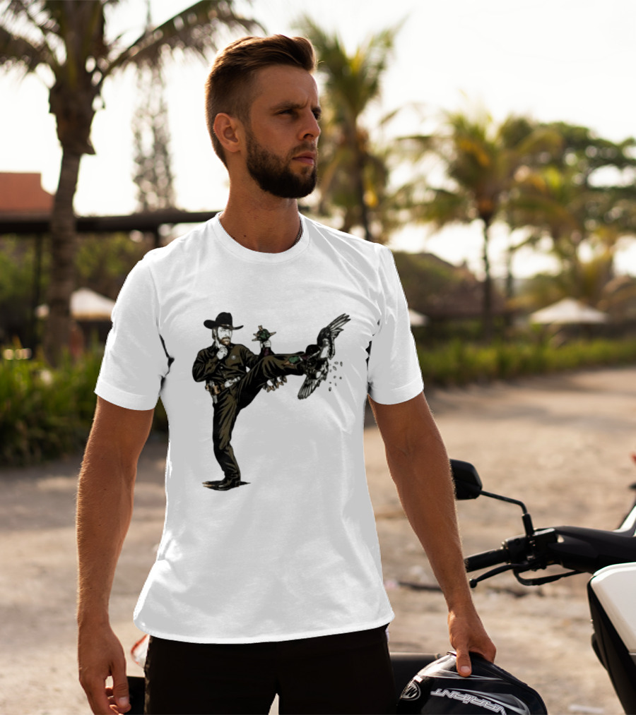 Chuck Norris Roundhouse Kick Duck Hunting Action T-Shirt