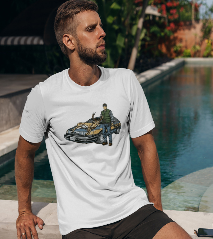 Clark Griswold Christmas Vacation With Deer On Car T-Shirt