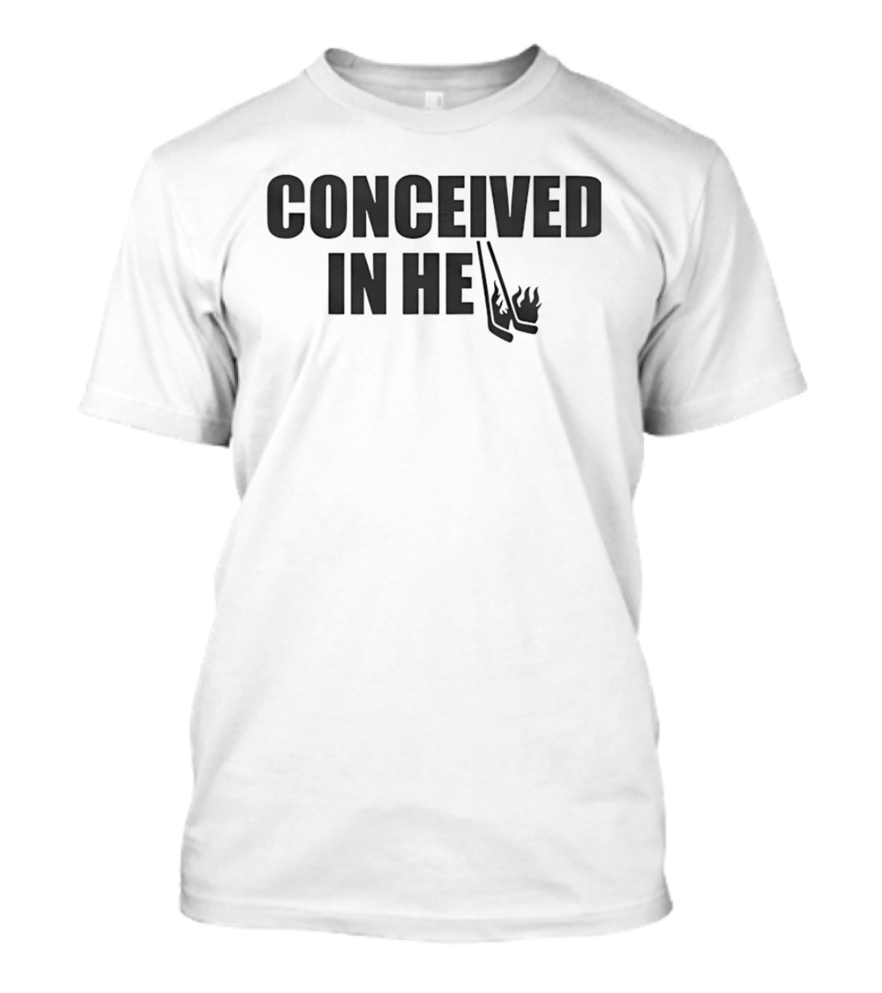 Conceived In Hell Hockey Sticks Flames T-Shirt