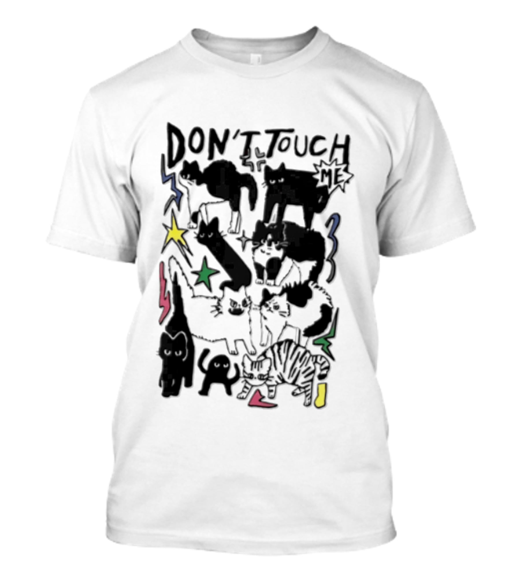 DON'T TOUCH ME Multiple Cats Stars Lightning T-Shirt