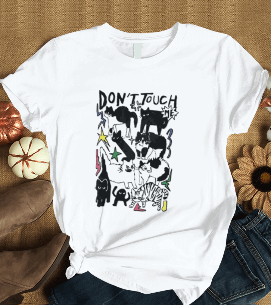 DON'T TOUCH ME Multiple Cats Stars Lightning T-Shirt