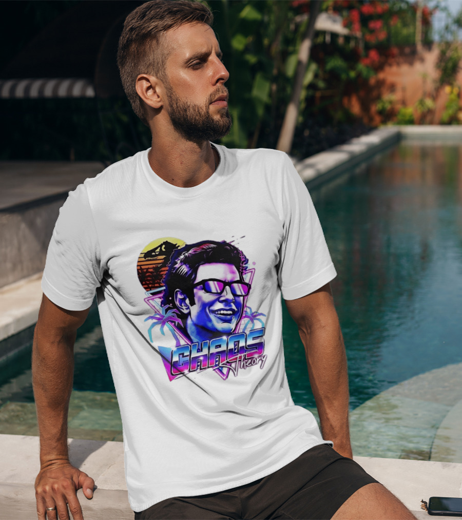 Jurassic Park Jeff Goldblum Chaos Theory Retro Neon T-Shirt