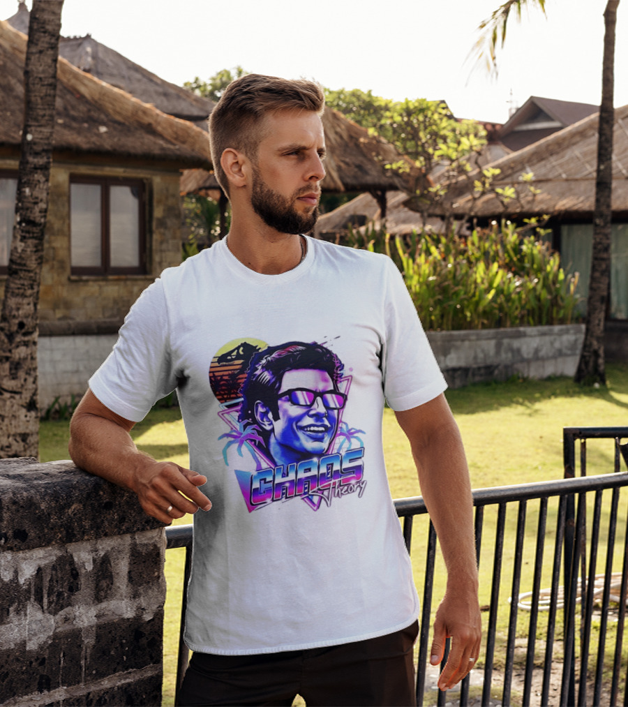 Jurassic Park Jeff Goldblum Chaos Theory Retro Neon T-Shirt