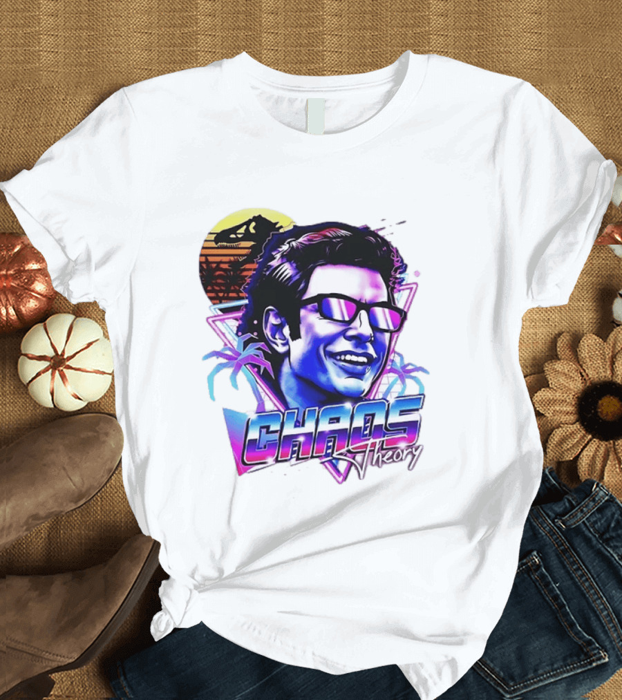 Jurassic Park Jeff Goldblum Chaos Theory Retro Neon T-Shirt