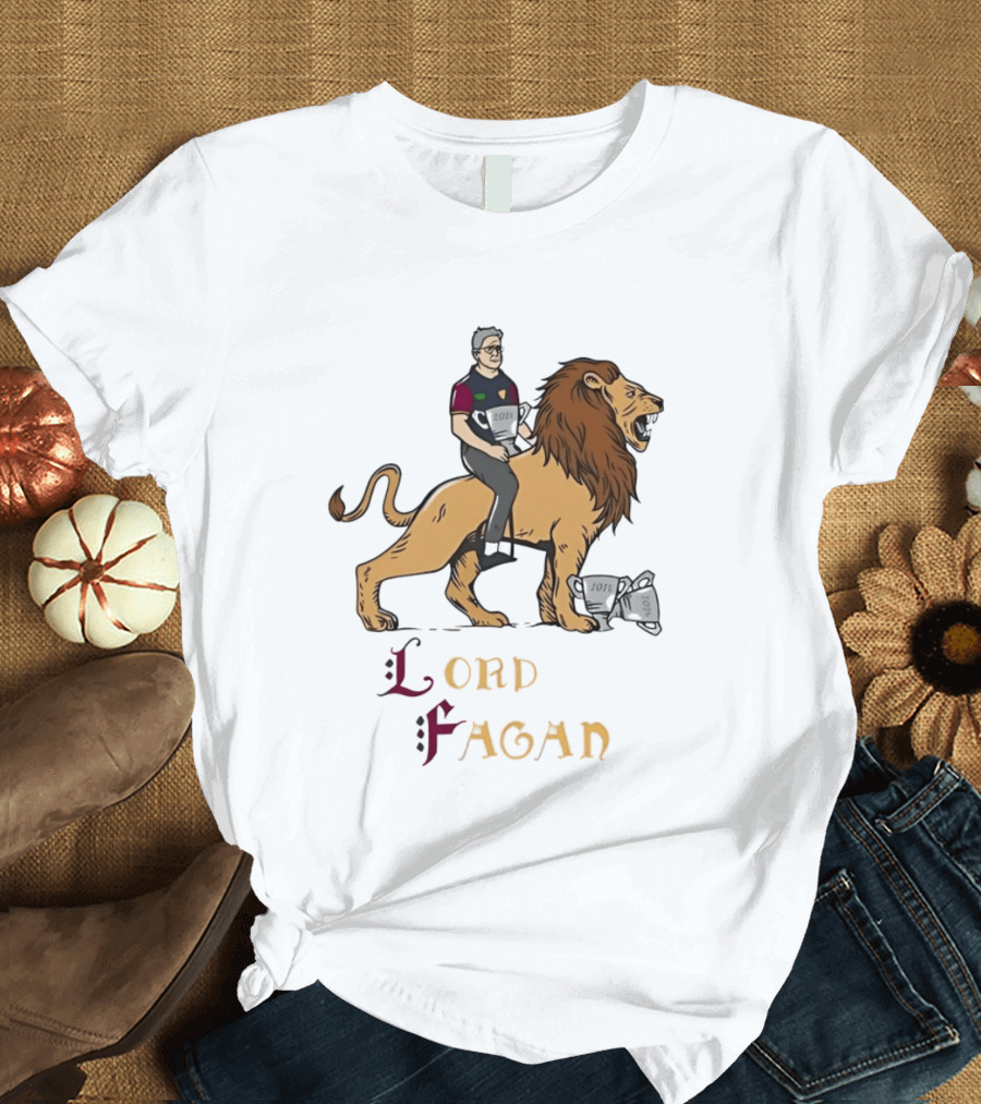 Lord Fagan Brisbane Lions 2024 Premiership Trophy Holder Riding Lion T-Shirt