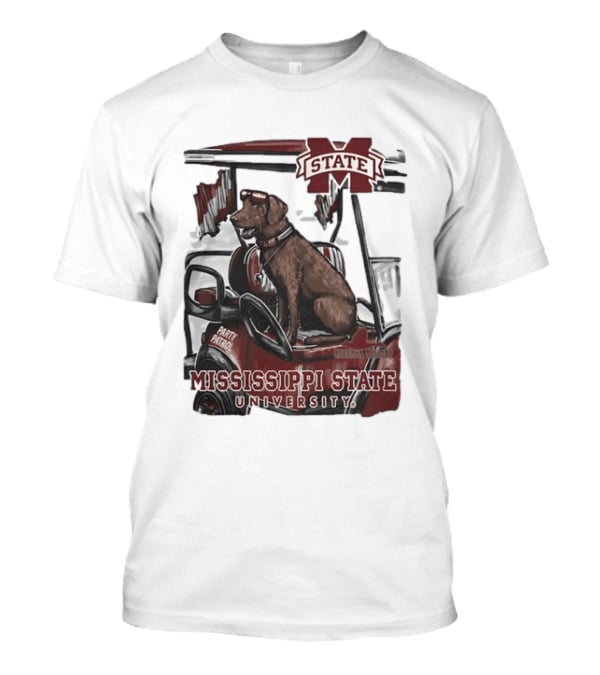 Mississippi State University Bulldogs Party Patrol Brown Lab Golf Cart T-Shirt