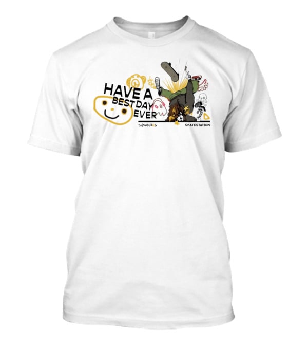 SHONDUROS Have A Best Day Ever Skatestation Smiley Skateboarding T-Shirt