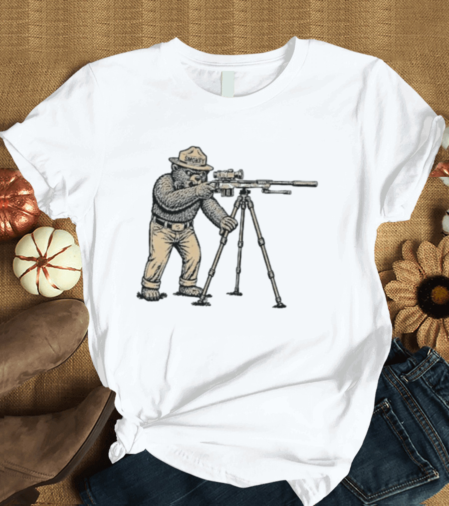 Smokey Bear Sniper Forest Ranger With Rifle T-Shirt