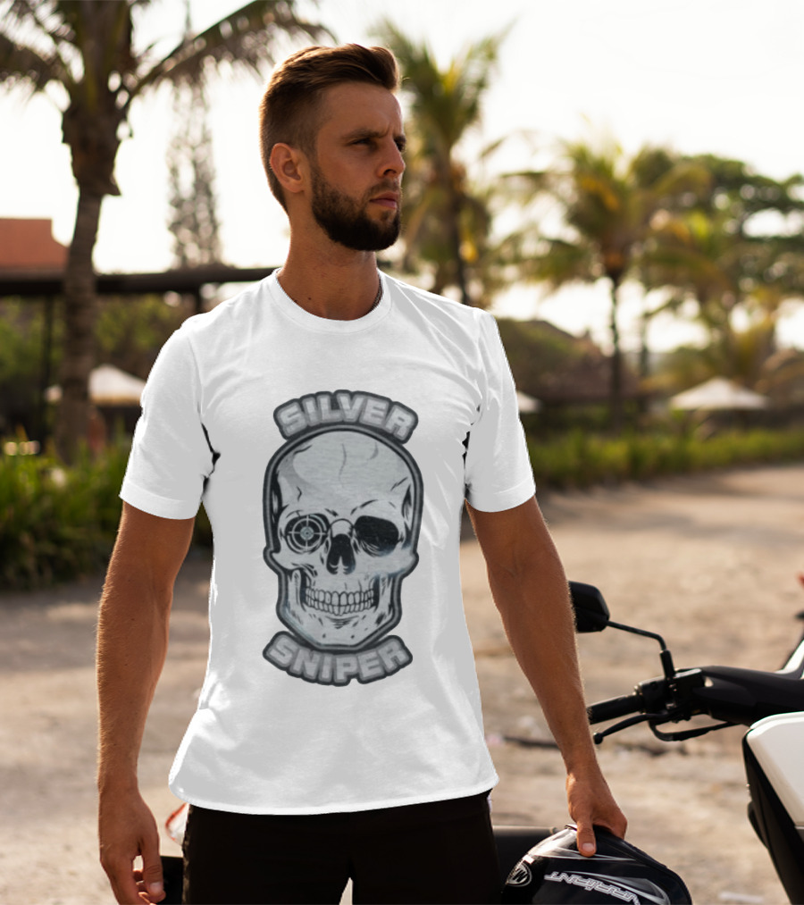 TJ Crawford Skull Target Silver Sniper T-Shirt