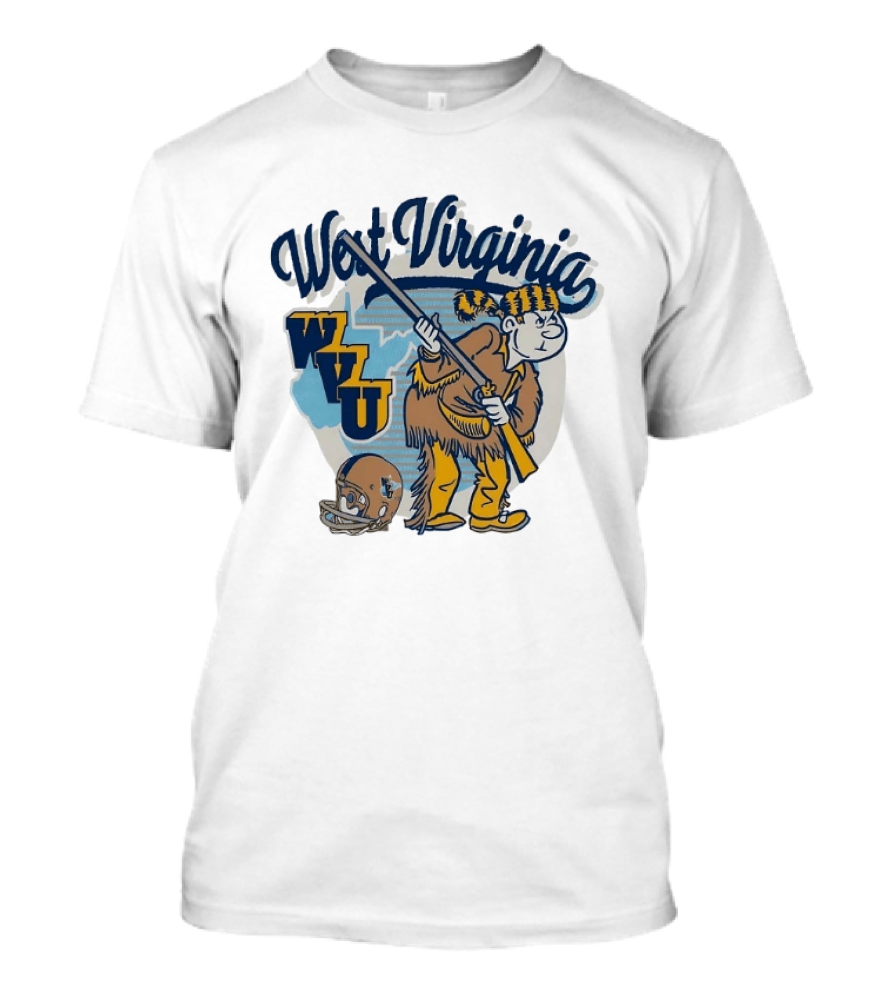 West Virginia Mountaineers WVU Mascot With Rifle And Helmet T-Shirt