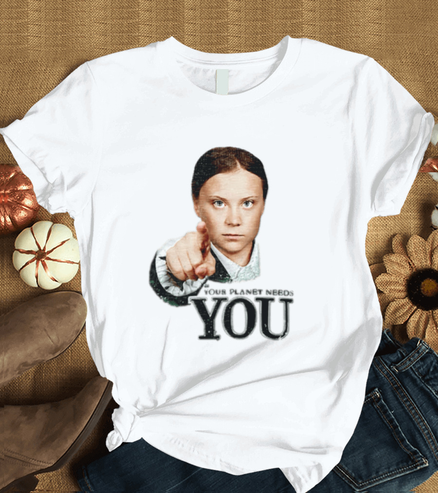 Your Planet Needs You Girl Pointing Iconic Call To Action T-Shirt